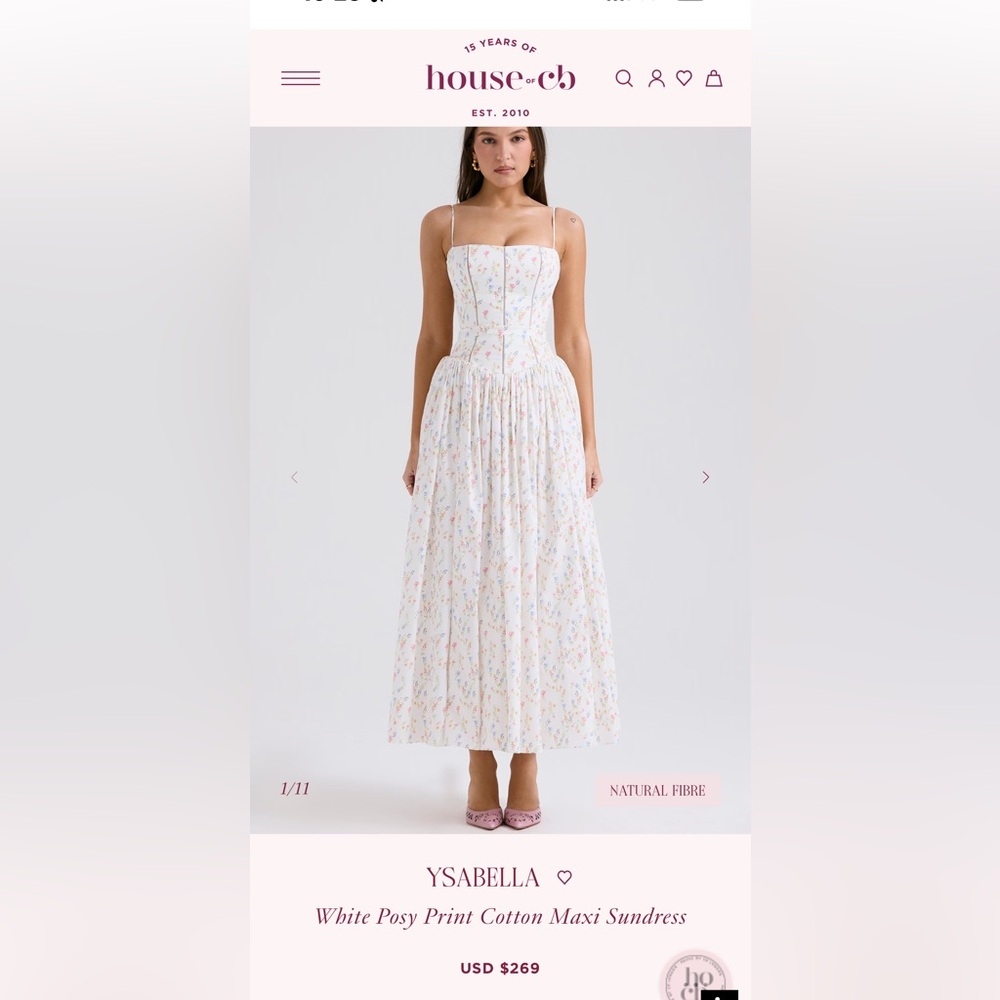 House of CB - Abella Floral White Cotton Maxi Dress